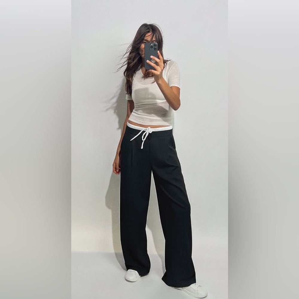 ZARA DOUBLED WAIST WIDE LEG PANT
